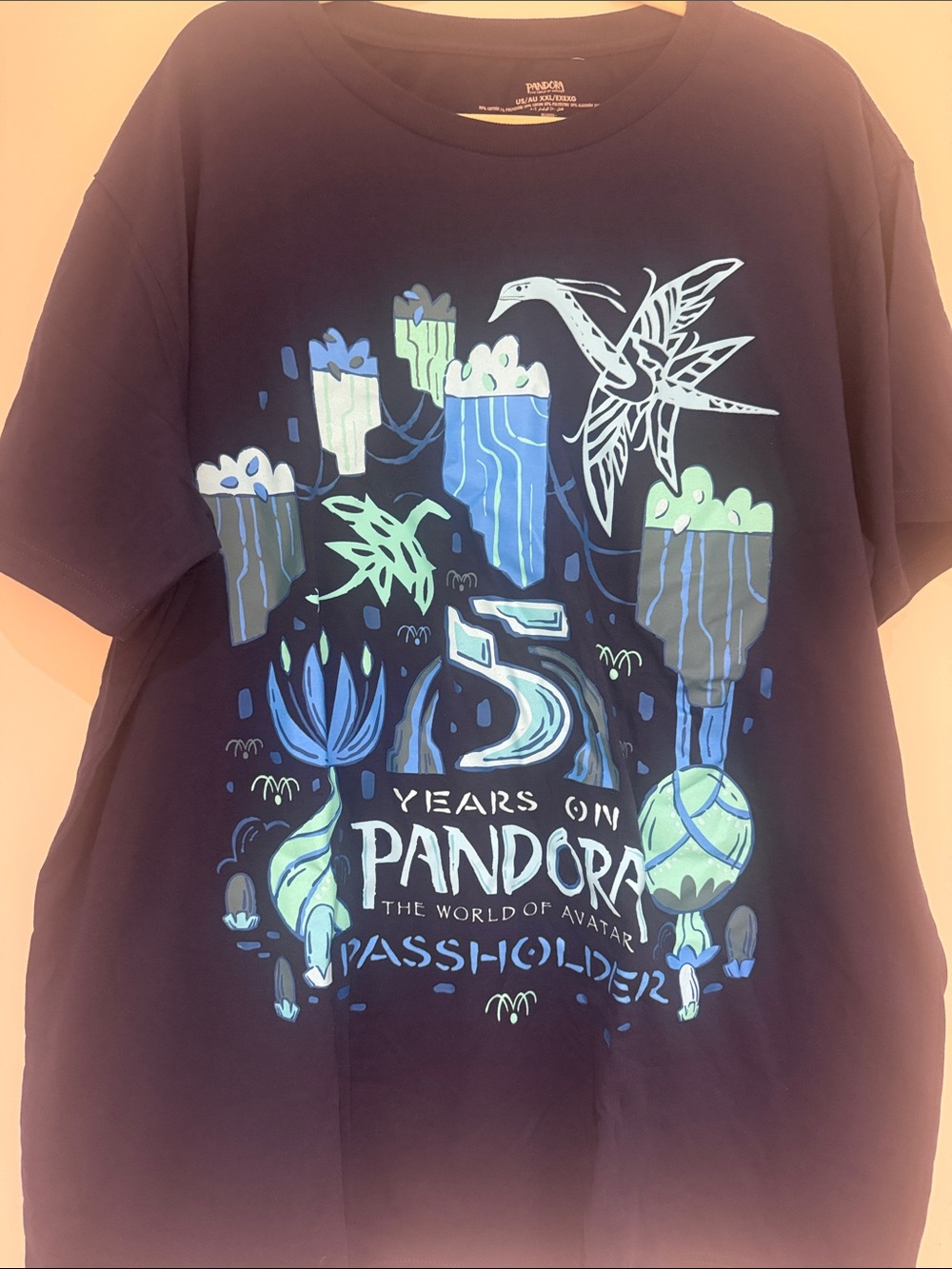 Pandora Navy Blue Graphic Tee with Blue & Green Avatar Design